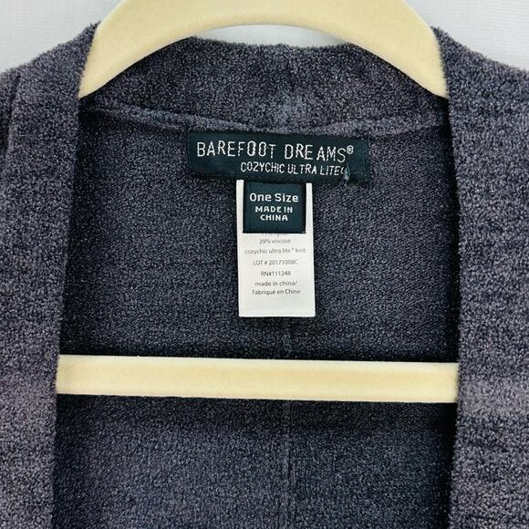 Barefoot Dreams CozyChic Weekend Wrap Cardigan – Dark Gray – One Size - Picture 5 of 5
